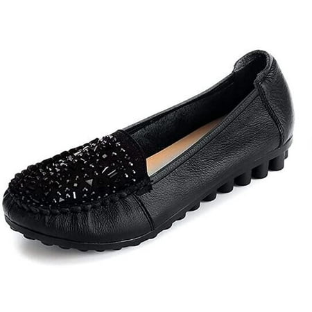 

Women s Slip On Loafers Rhinestone Walking Flats Shoe Casual Driving Shoes Size 8