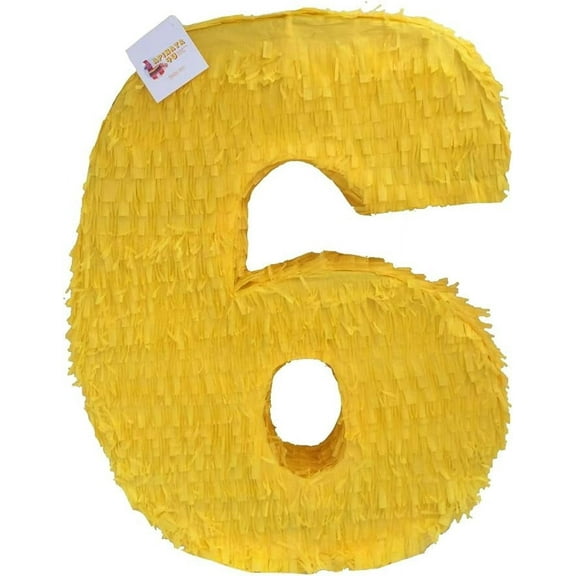 APINATA4U Large 20" Yellow Color Number Six Pinata Sixth Birthday Party Decoration