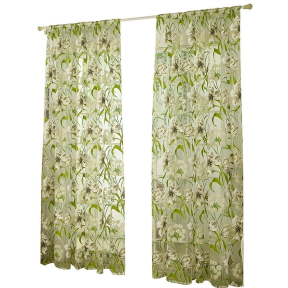 VerPetridure Leaves Sheer Curtain Tulle Window Treatment Voile Drape Valance 1 Panel Fabric