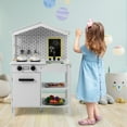 thumbnail image 3 of Costway Kids Farmhouse Kitchen Play Set Wooden Pretend Toy with Storage & Accessories, 3 of 10