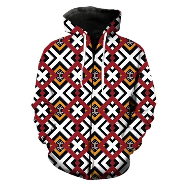 Sudadera con capucha y cremallera para hombre, estilo étnico exótico retro, estilo hip hop, genial, de gran tamaño, con estampado 3D, chaquetas de manga larga