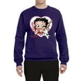 thumbnail image 2 of Wild Bobby, Betty Boop Heart Blowing Kiss Dog Betty Boop Unisex Crewneck Sweatshirt, Purple, Large, 2 of 5