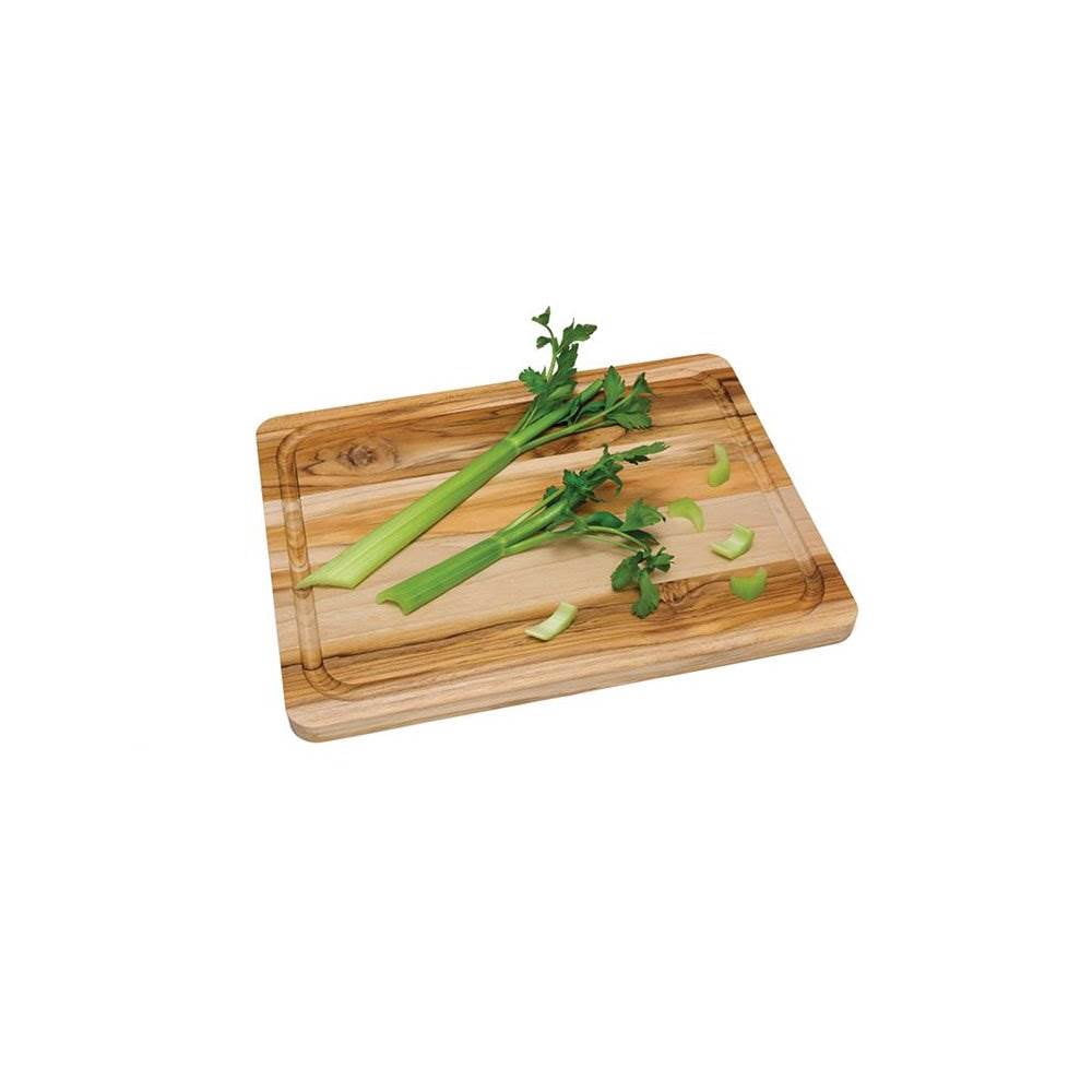 Lipper International Teak Edge Grain Wooden Reverse 16" x 12" Cutting Board