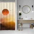 thumbnail image 3 of Sunset Sunrise Bathroom Curtain Decor with Hooks Watercolour Forest Birds Mountains Scenery Landscape Bathroom Shower Curtain Set 36x72 Inches Decorative Bathroom Shower Decor Accessory Set, 3 of 6
