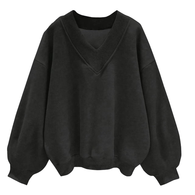 HBFAGFB Chandails en Molleton Col Rond Mode Automne Décontracté Polyvalent Manches Longues T-Shirt Noir Taille TG
