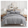 thumbnail image 4 of YOSITiuu - Mills Waffle Grey Pewter Comforter Set - Full/Queen Comforter + Two Standard Pillow Cases - Grey Pewter Waffle Weave - Comforter (90 x 94in.) and Pillow Case (26 x 20in.) - Cotton, 4 of 6