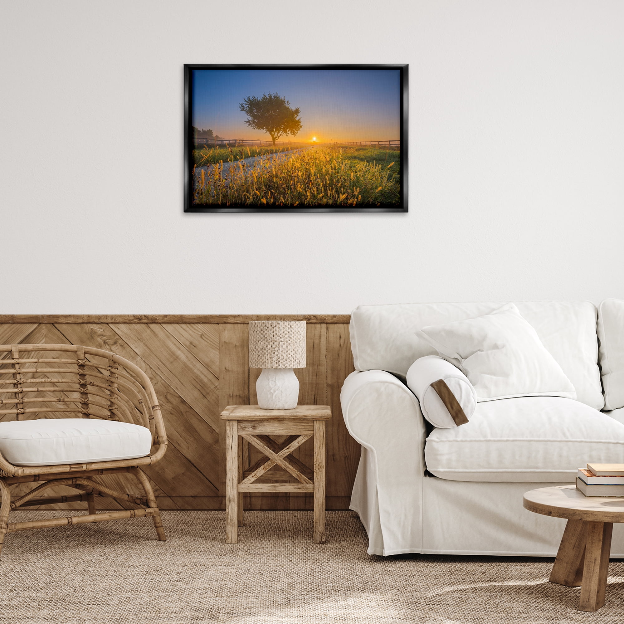 Stupell Industries Rising Sun Horizon Landscape & Nature Photography Black Floater Framed Canvas Art Print Wall Art, 31 x 21