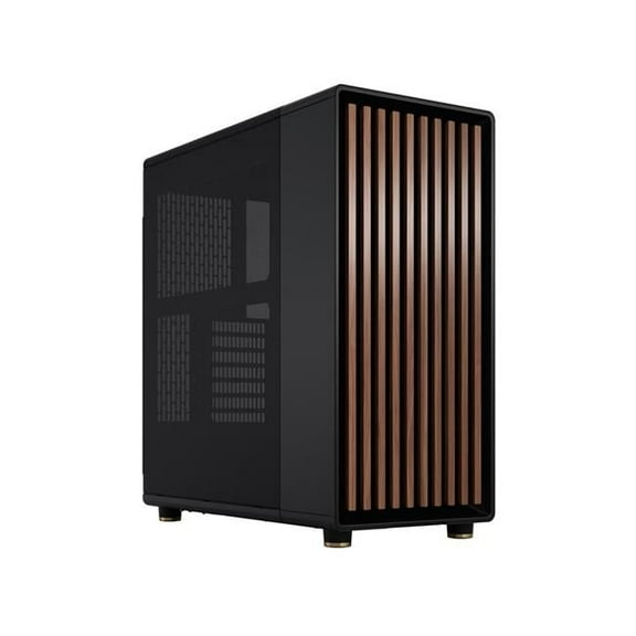 North Black Walnut Mesh ATX Mid-Tower Case with Mesh Side Panel & Steel Frame - Charcoal Black