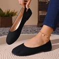 thumbnail image 4 of Women Slip on Casual Shoes Solid Color Round Toe Flat Comfortable Loafers Flock Upper Daily Walking Commuting, 4 of 7