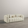 thumbnail image 4 of Columbus Mid Century Modern Living Room Puffy Fabric Sofa in Ivory Boucle, 4 of 7