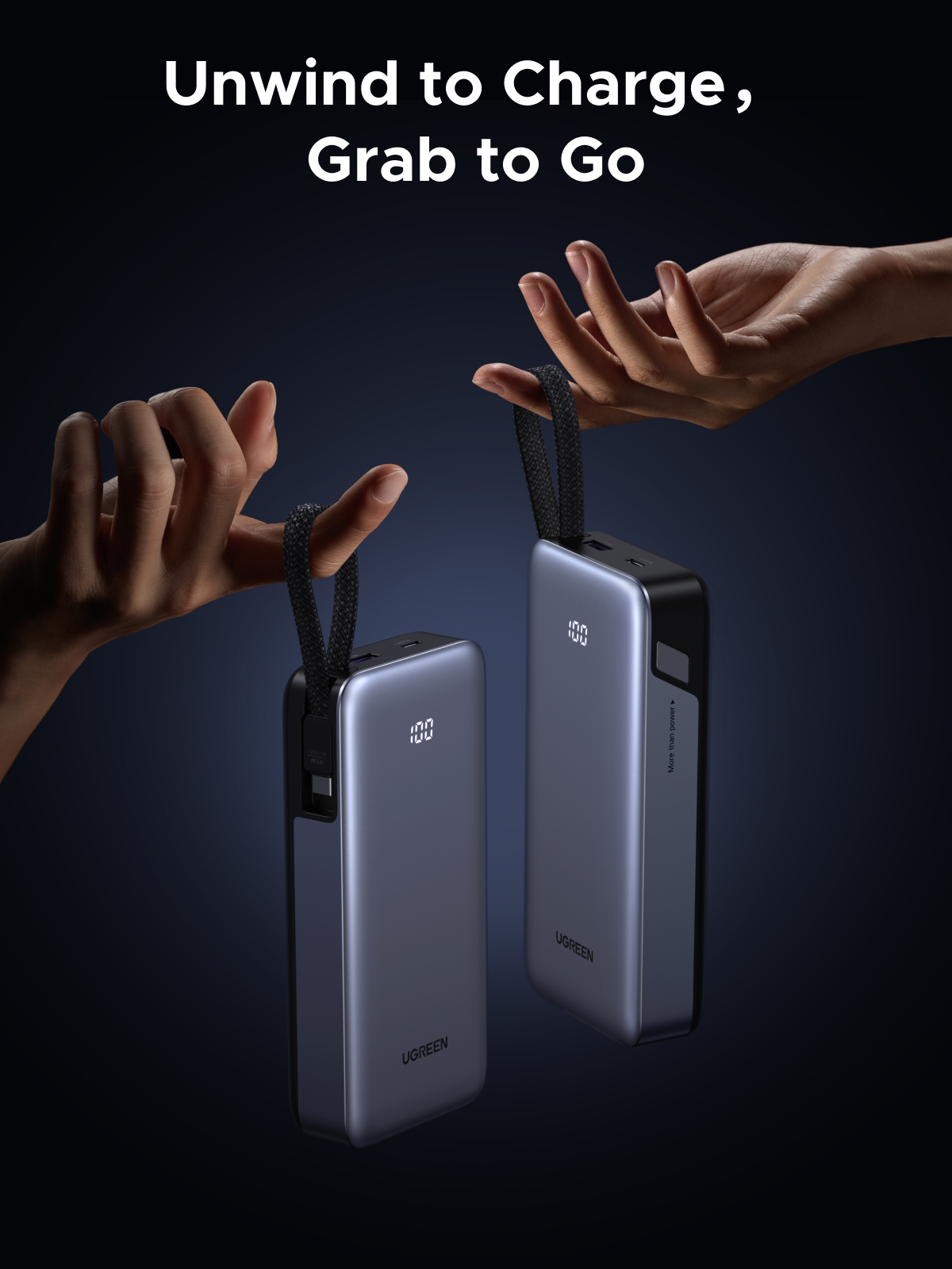 UGREEN Nexode 45W Power Bank, 20000mAh with Built-in USB-C Cable photo 5