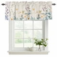 thumbnail image 2 of 2 Panels Watercolor Flowers Beige Valance for Windows, Spring Summer Retro Botanical Light Filtering Kitchen Curtains, Rod Pocket Window Treatment Curtain Valances for Living Room Bedroom, 54"x18", 2 of 9