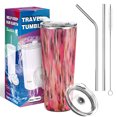 thumbnail image 5 of Vacuum Insulated Stainless Steel Tumbler - THILY Travel Mug 26 oz Coffee Cup with 2 Lids and Straws, Splash Proof, Reusable, Keep Iced Drinks Cold, Watercolor Flower, 5 of 5