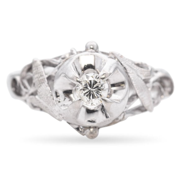 1.5 Ct Round Cut Simulated Vintage Diamond Ring, Openwork Filigree Engagement Ring, Antique Diamond Wedding Ring, 14K White Gold Plated, Anniversary Gift Ring For Wife