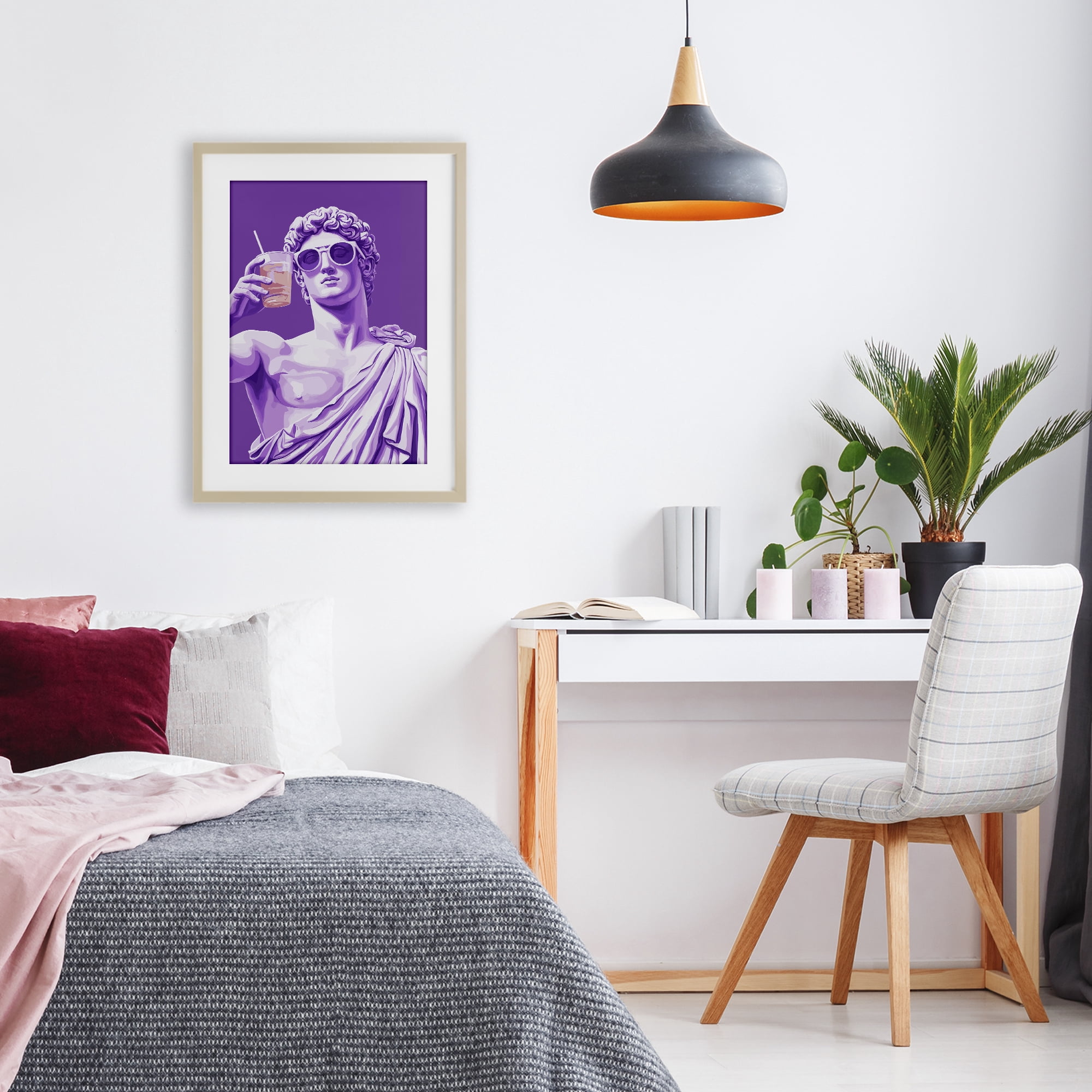 Stupell Industries Greek Statue Cheers Birch Framed Print Under Glass, design by Andreas Magnusson