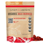 2 lbs/32oz Premium Organic, Raw & Dried Goji Berries - USDA Certified - (907g) - Natural Superfood - Extra Large, Non GMO Berries with Resealable Bag by Nutrient Elements - Free Recipes E-Book