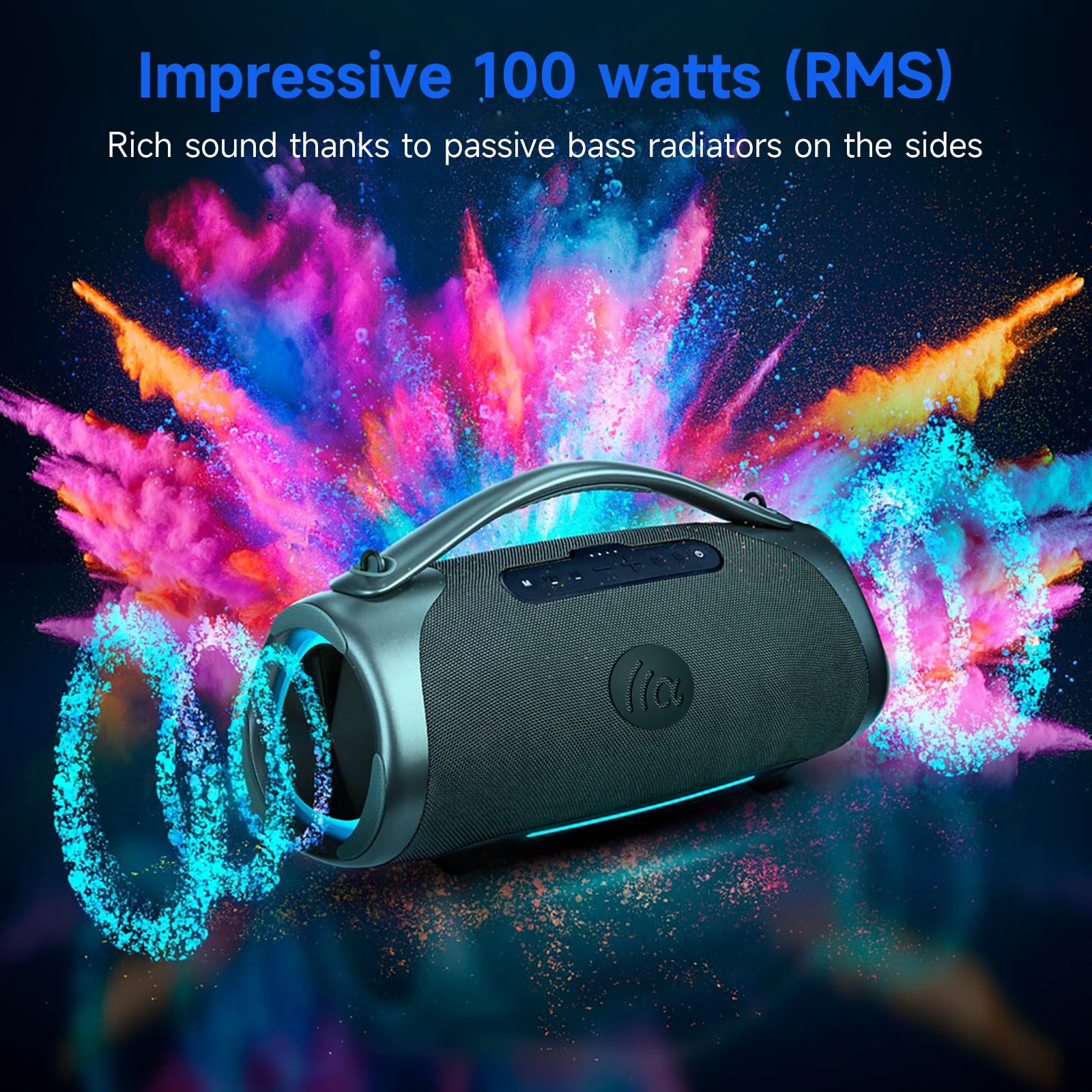 160W Bluetooth Speaker, 180W Peak Loud Stereo Sound, 12H Playtime, Punchy Bass, IPX7 Waterproof, RGB Lights, BT 5.3