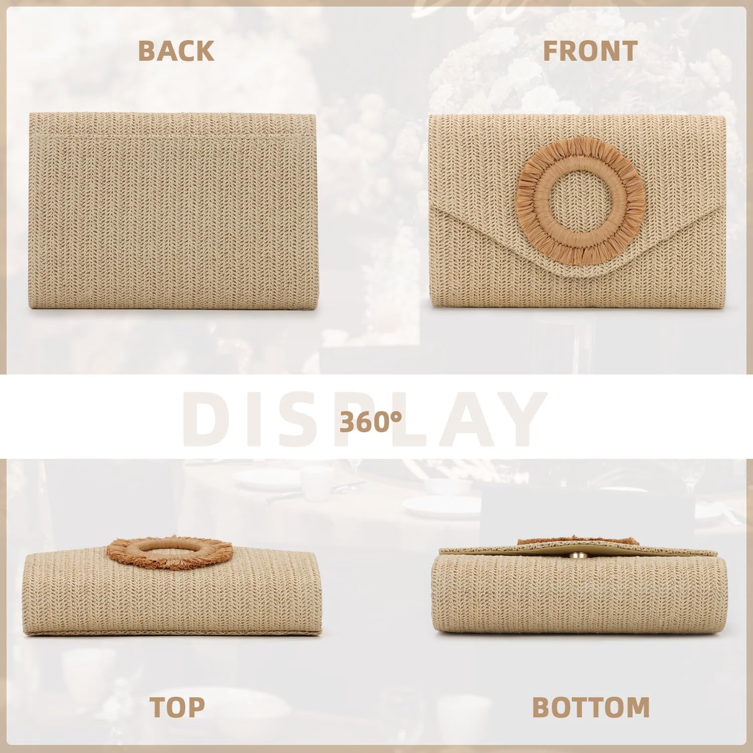 Straw Clutch Purse Rattan Summer Woven Beach Handbags for Women Wedding Vacation Travel Party 2025
