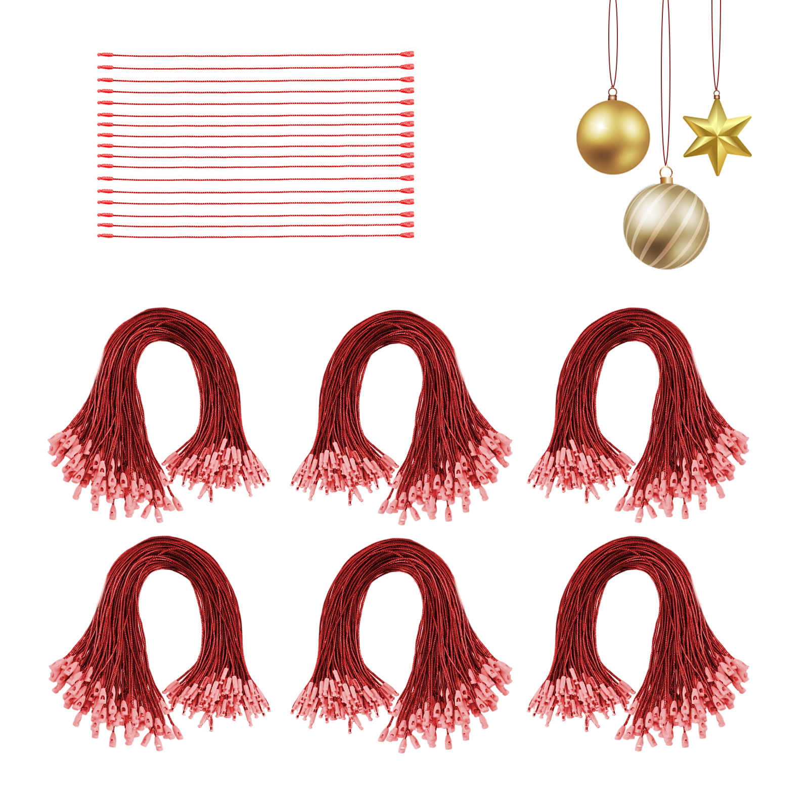 Christmas Ornaments Hanger String 1000Pcs Ribbon Ornament Hook Ropes Precut  String with Snaps Locking
