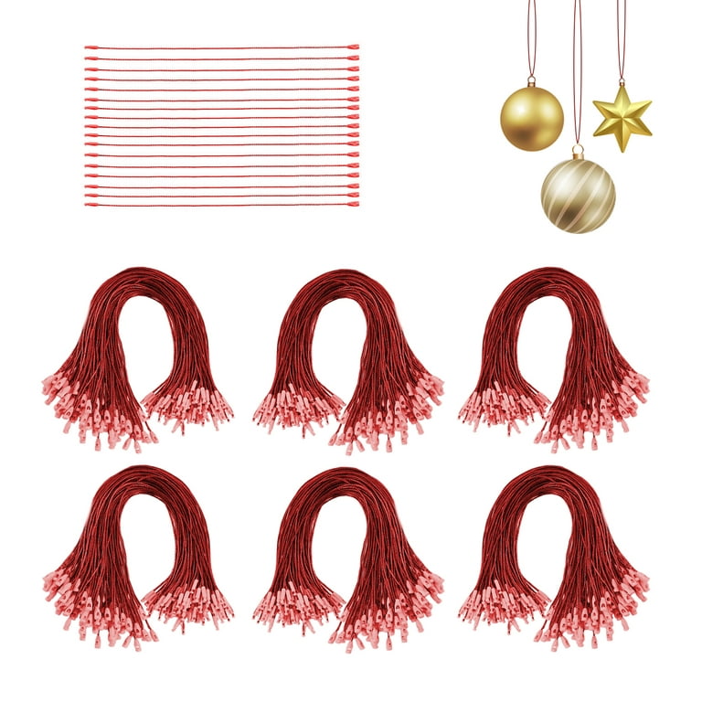 100PCS Christmas Ornament String For Christmas Tree Ornament Hooks Precut  Ribbon Ornament Hangers Snap Locking String Fasteners Ropes for Christmas