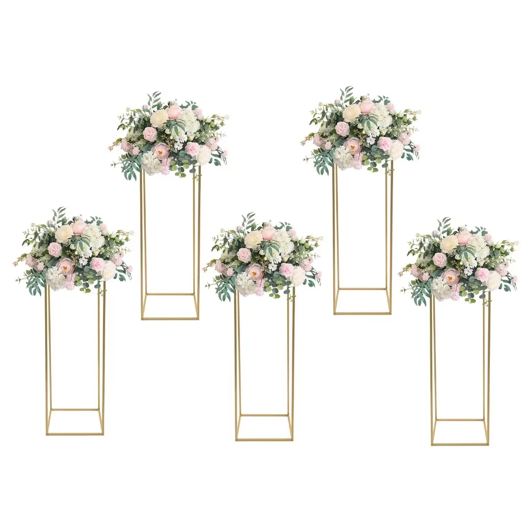 Oukaning 5pc Gold Metal Flower Stand Wedding Centerpiece Backdrop Decor