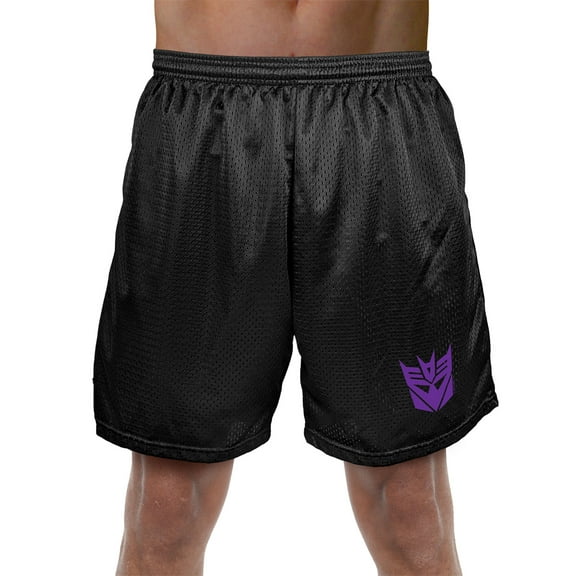 Transformers Decepticon Symbol Mens Lined Mesh Shorts, Black, Medium