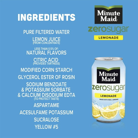 Minute Maid Zero Sugar Lemonade Fruit Juice, 12 fl oz, 12 Cans