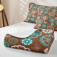 thumbnail image 4 of jejeloiu Earthy Floral Quilt King For Men Women,Boho Print King Coverlet Set,Brown Turquoise,3pcs, 4 of 7