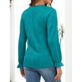 thumbnail image 4 of Women's Long Sleeve Fall T-Shirts Slim Fit Crewneck Textured Casual Knit Work Tops, 4 of 5