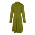 thumbnail image 7 of Women's Casual Fashion High Neck Long Sleeve Solid Color Midi Dress, Fall and Winter Comfortable Dress for Casual Outings, Soft and Breathable Fabric,Army Green,L, 7 of 7