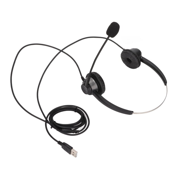 Binaural Headset, Black Noise Reduction Comfortable USB Business Headset With USB Plug For Home