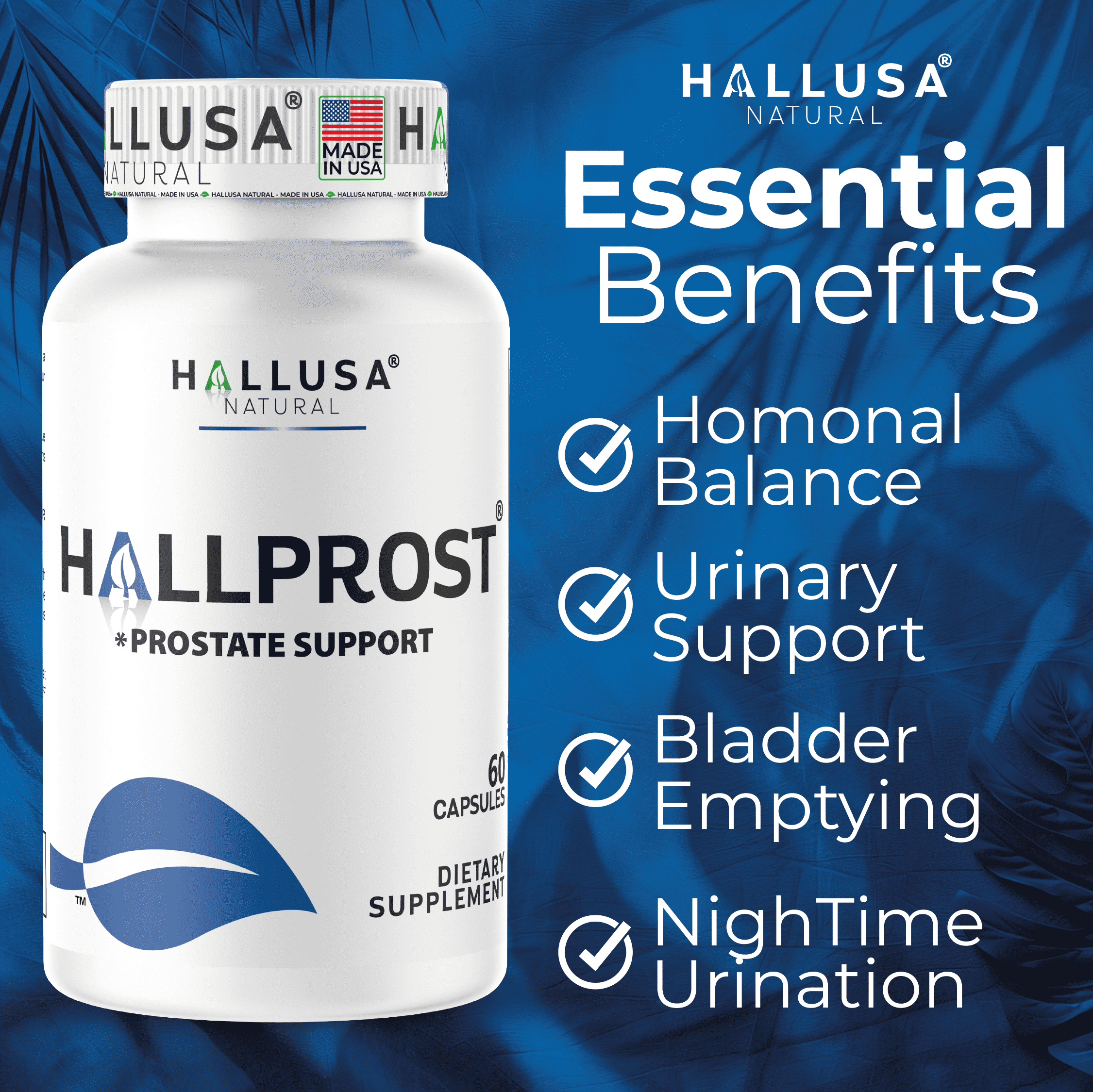 HALLPROST Prostate Health Urinary Tract & Bladder Support 180 Capsules, Saw Palmetto Blend 900mg* Reduce Frequent Urination, Prostate Health Supplement for Men