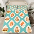 thumbnail image 2 of jejeloiu Cartoon Capybara Queen Sheet Sets,Retro Rhombus Geometric Flat Sheet,Brown Cyan Queen Fitted Sheet For Boys Girls,Super Cozy Room Decor,4-Piece, 2 of 7