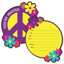 Big Dot of Happiness 60's Hippie - Shaped Fill-in Invitations - 1960s Groovy Party Invitation Cards with Envelopes - Set of 12