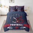 thumbnail image 2 of Manfei Football Sport 7 Pieces Bedding Comforter Set,Rugby Helmet Full Bedding Set,Deepblue Red Fitted Sheet Flat Sheet For Boys Kids,Luxury Bedroom Decor Reversible, 2 of 8