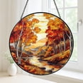 Autumn Landscape Stained Glass Suncatcher – Fall Tree Scene Window ...