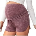 thumbnail image 6 of SDNall Maternity Shorts Maternity Leggings Shorts Drawstring Tie Front Curved Hem Sports Pregnancy Clothes Summer Maternity Clothes (Wine, Sizes S-XXL), 6 of 9