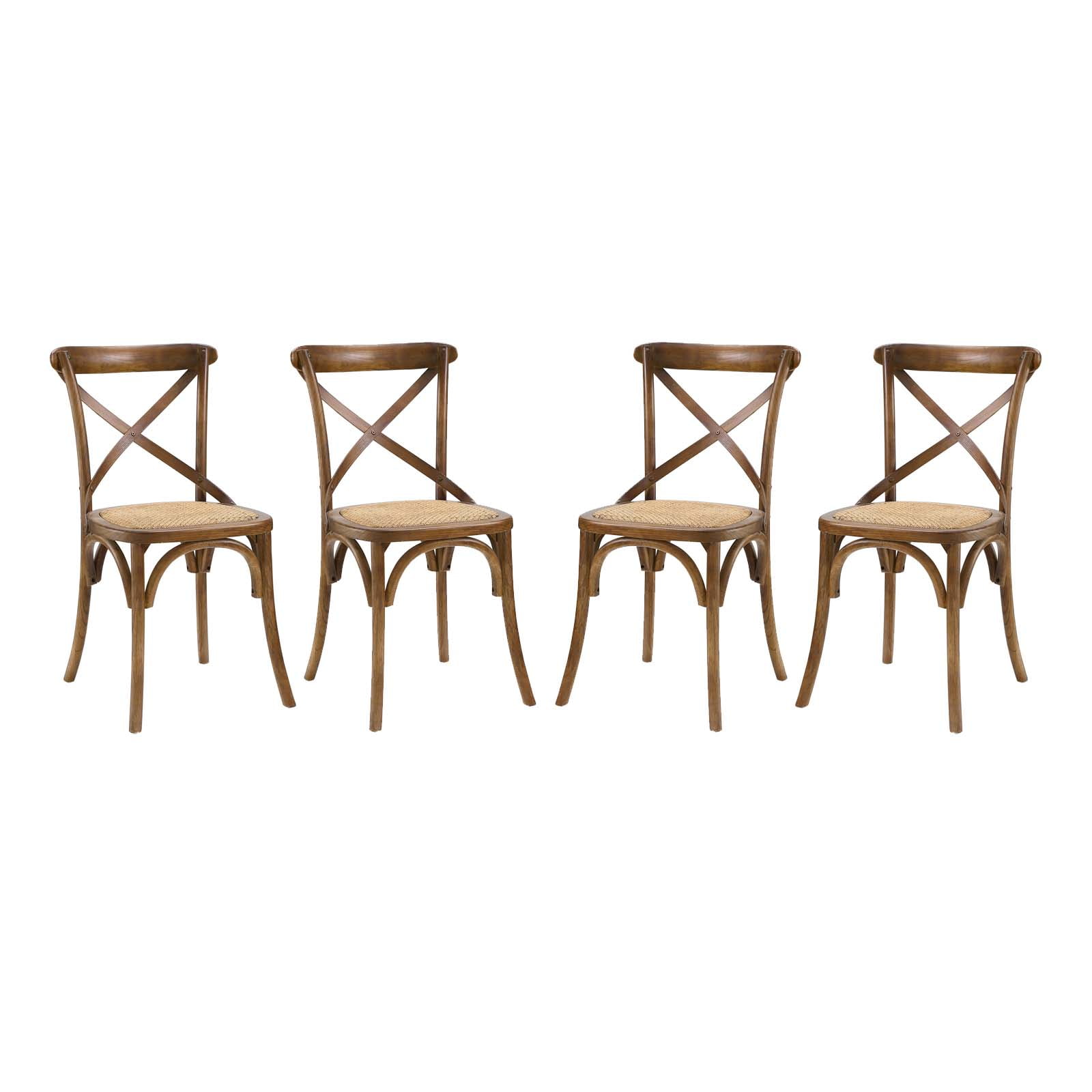 Country Charm Walnut Wood Cross Back Side Chair
