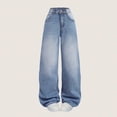 thumbnail image 5 of YUANxueke Girls High Waist Jeans Fashion Straight Wide Leg Denim Pants Casual Fall Winter Outfit Trousers, 5 of 6