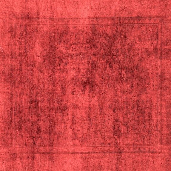Ahgly Company Machine Washable Indoor Square Abstract Red Modern Area Rugs, 4' Square