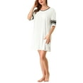 thumbnail image 5 of INSPIRE CHIC Women's Pajamas Shirt Nightgown Dress Pajamas Sleepwear Short Sleeve White X-Small, 5 of 7