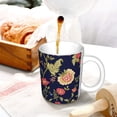 thumbnail image 3 of Yiaed Flower Print Ceramics Coffee,Large Handle Design,Extra Large Tea and Coffee Cup for Office and Home Mugs, 3 of 6