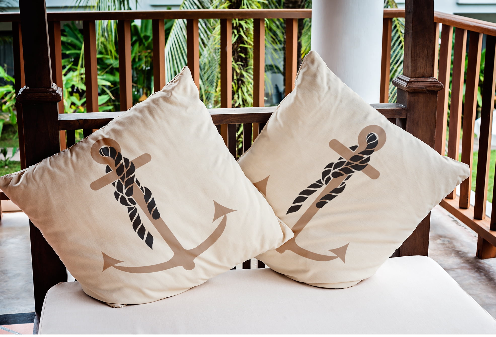 Simply Daisy 16" x 16" Anchor and Rope Nautical Indoor/Outdoor Throw Pillow