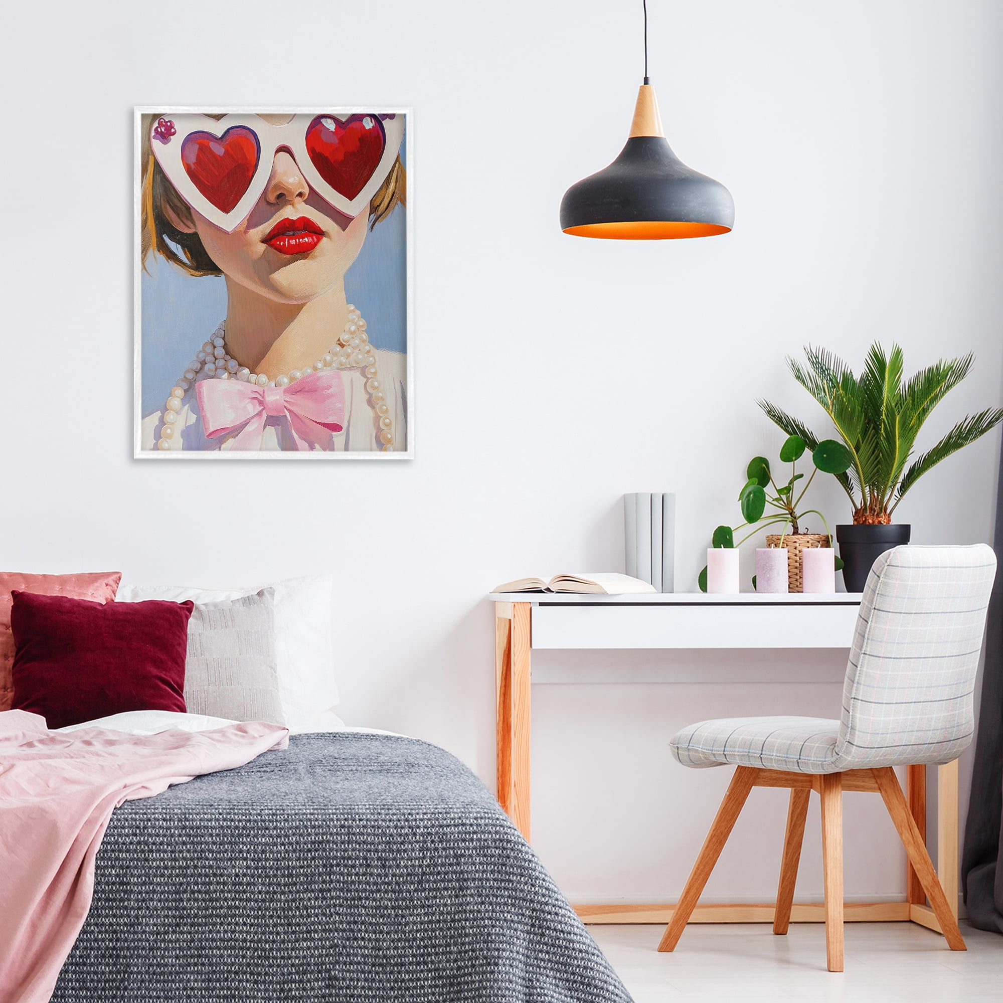 Stupell Industries Romantic Red Heart Glasses White Framed Giclee Art, design by The Prints Vibe
