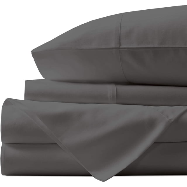 Sateen Weave Sheets, Giza Cotton Sheets Queen Size 1000 Thread Count, Cooling Bed Sheets Deep Pocket Sheet Set for Premium Hotel-Quality, Elephant Grey