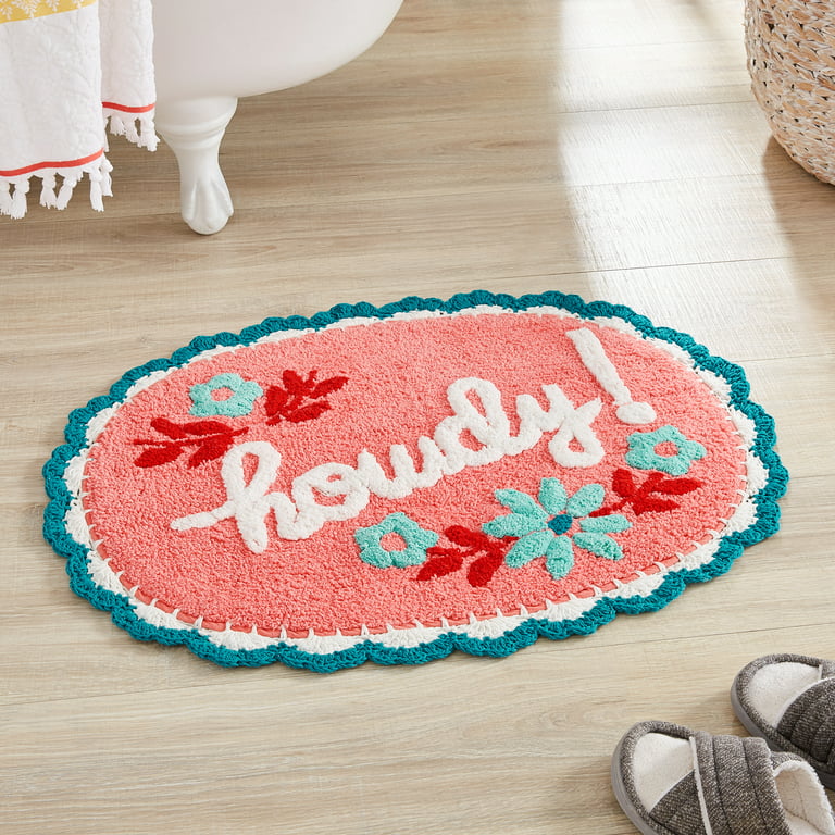 The Pioneer Woman Floral Howdy Typography Cotton Oval Bath Rug
