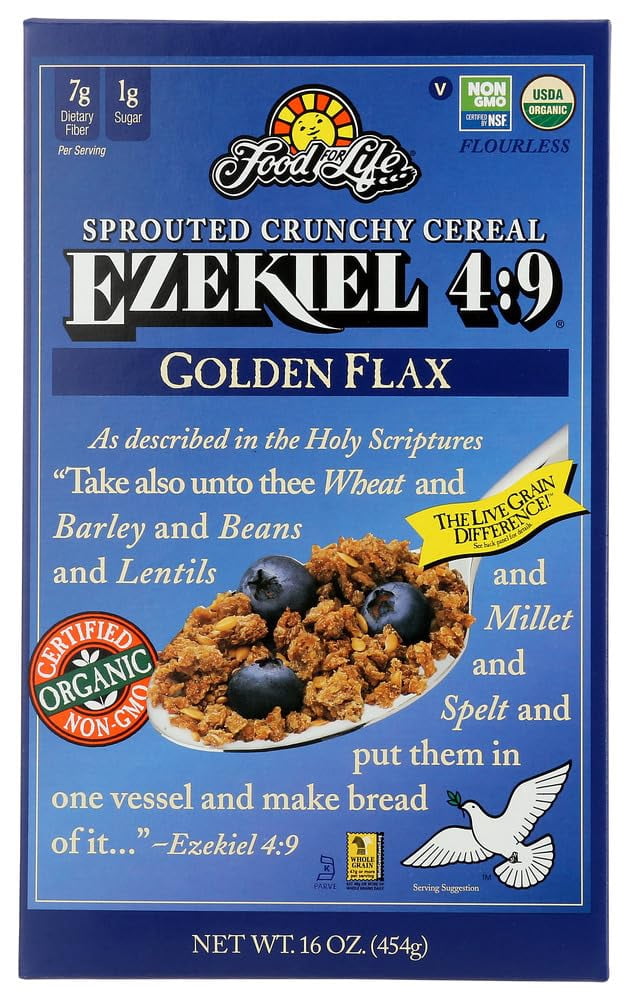 Food For Life Ezekiel 4:9 Organic Sprouted Grain Cereal, Golden Flax, 16-Ounce Boxes (Pack of 6)