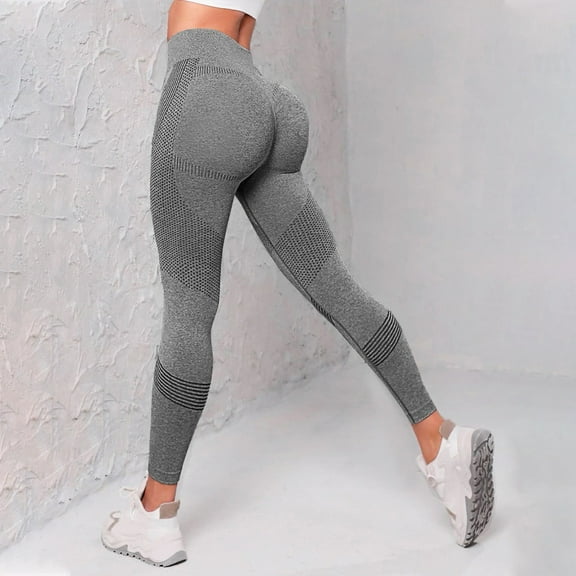 Stephy Thick High Waist Yoga Pants with Pockets Workout Running Yoga Leggings for Women, Gray, L