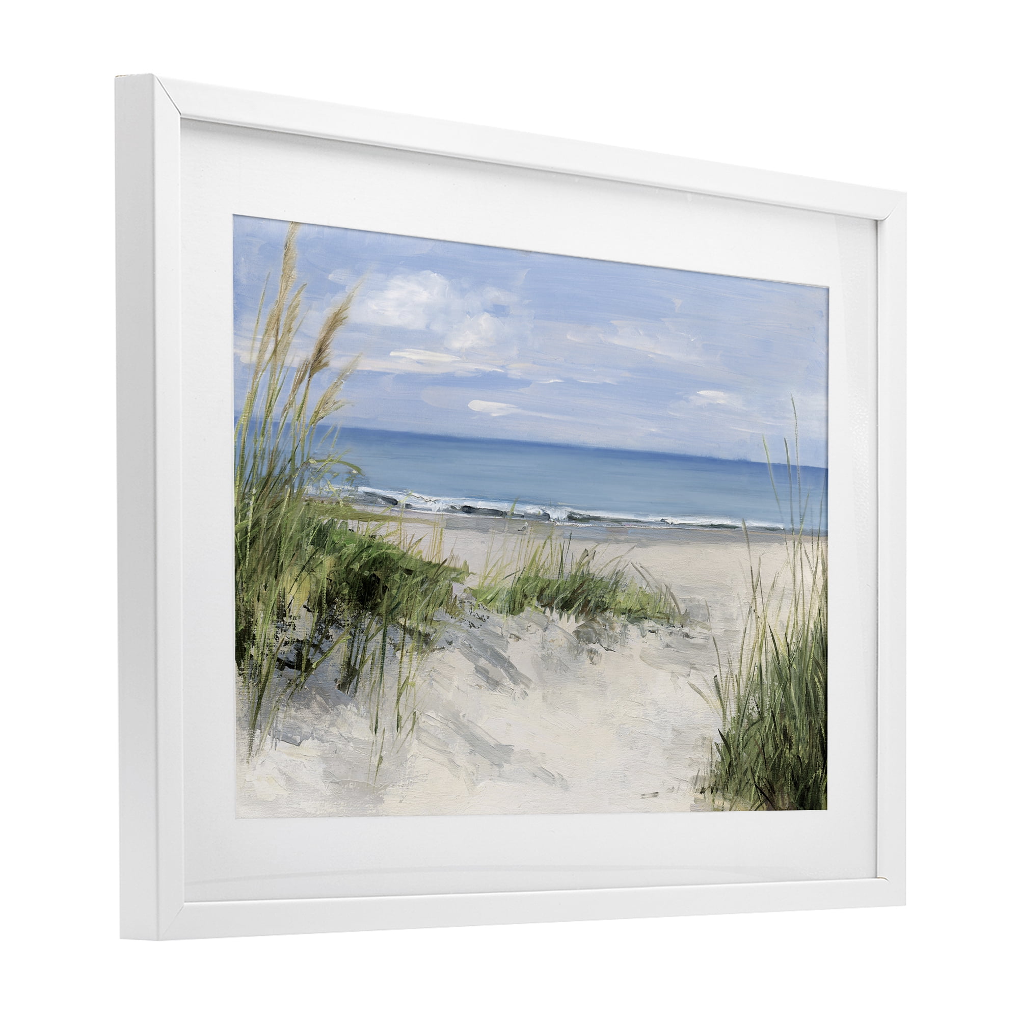 Stupell Industries Tall Grasses by Beach Coast White Framed Print Under Glass, design by Sally Swatland