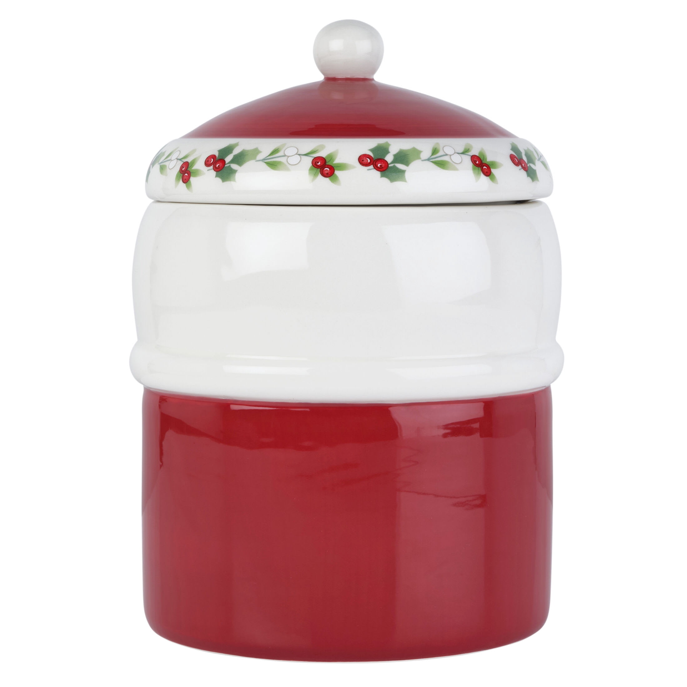 Pfaltzgraff Winterberry 9 in Dolomite Canister Santa